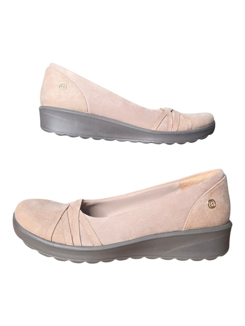 Bzees Womens Beige Suede Goody Ballet Flats Size 8.5